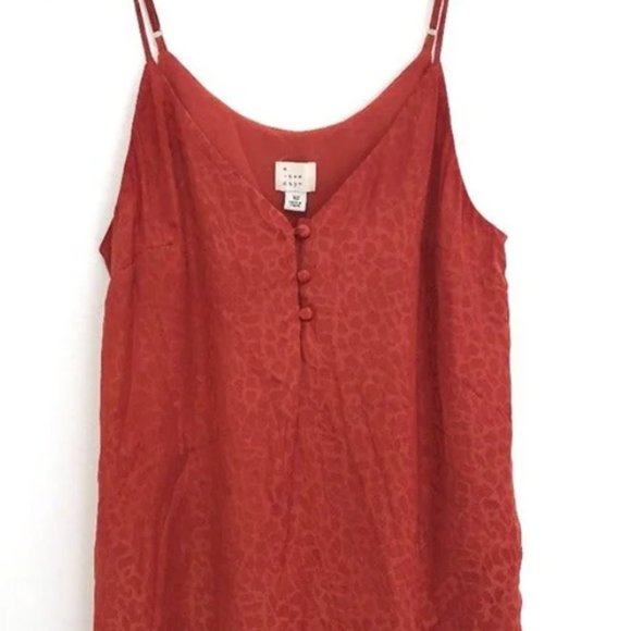 Tops - Scarlet Red Orange Giraffe Animal Print Satin Camisole Tank Blouse